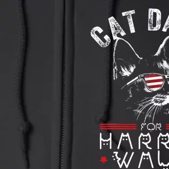 Funny Cat Dads For Harris Waltz 2024 Usa Flag Full Zip Hoodie