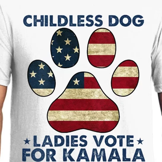 Funny Childless Dog Ladies Vote For Kamala Usa Flag Pajama Set