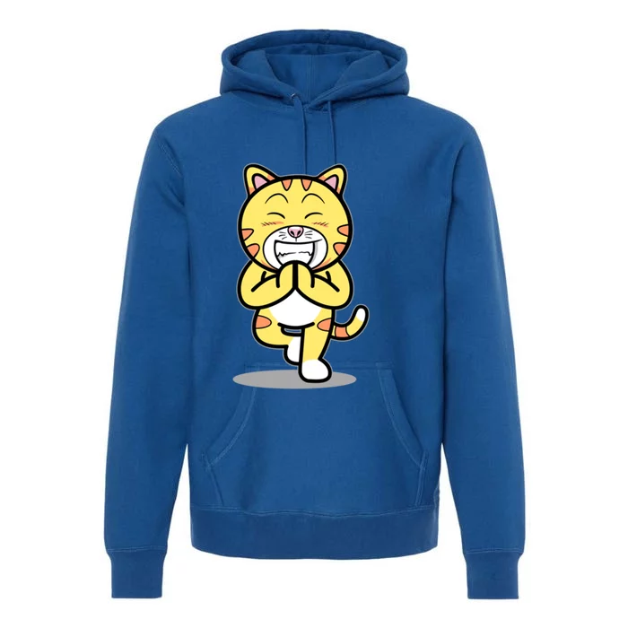 Funny Cat Doing Yoga Gift Cute Kitten Fitness Animal Gift Premium Hoodie