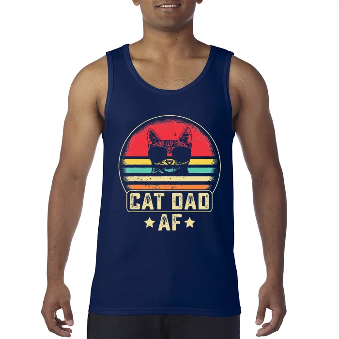 Funny Cat Dad Af Funny Daddy Fathers Day Vintage Cute Cat Lover Tank Top