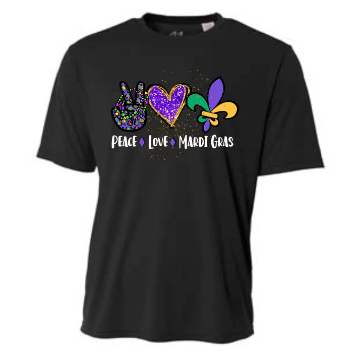 Funny Carnival Design For Hippies Peace Love Mardi Gras Gift Cooling Performance Crew T-Shirt