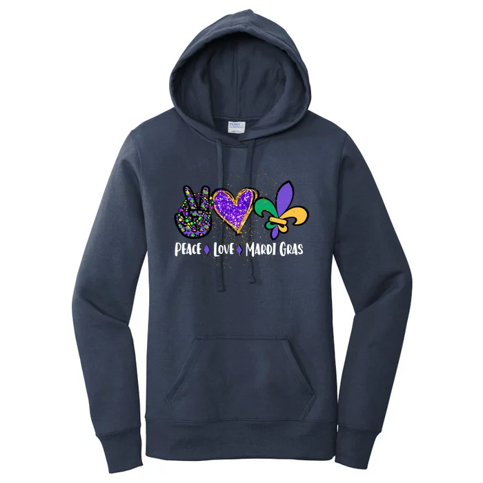 Funny Carnival Design For Hippies Peace Love Mardi Gras Gift Women's Pullover Hoodie