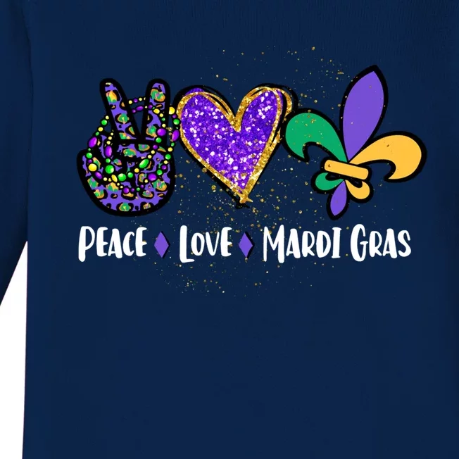 Funny Carnival Design For Hippies Peace Love Mardi Gras Gift Baby Long Sleeve Bodysuit