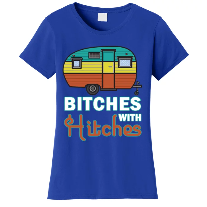 Funny Camping Design Vintage Rv Camper Bitches With Hitches Cute Gift Women's T-Shirt