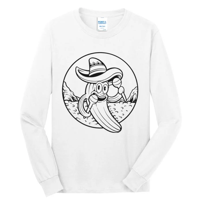 Funny Cinco De Mayo Cactus Mexican Monochrome Tall Long Sleeve T-Shirt