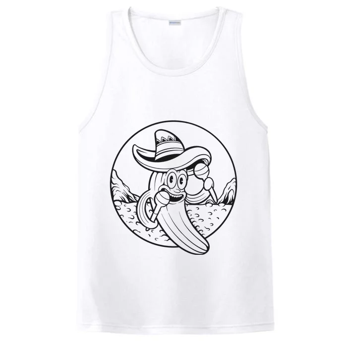 Funny Cinco De Mayo Cactus Mexican Monochrome Performance Tank