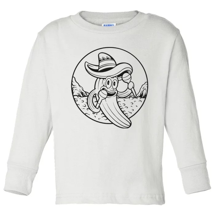 Funny Cinco De Mayo Cactus Mexican Monochrome Toddler Long Sleeve Shirt