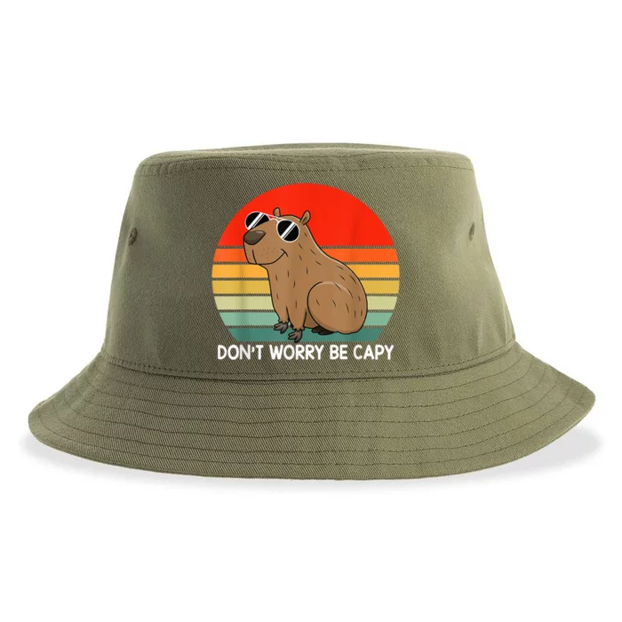 Funny Capybara Don't Be Worry Be Capy Funny Capybara Costume Sustainable Bucket Hat