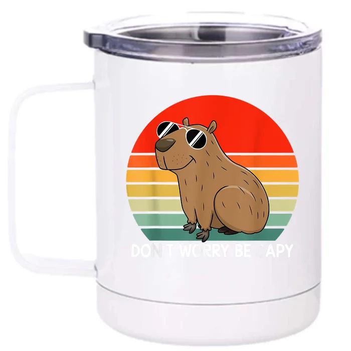 Funny Capybara Don't Be Worry Be Capy Funny Capybara Costume Front & Back 12oz Stainless Steel Tumbler Cup