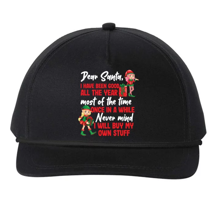 Funny Christmas Dear Santa I Will Buy My Own Stuff Funny Gift Snapback Five-Panel Rope Hat