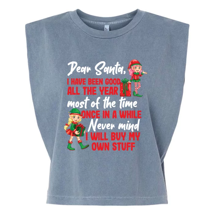 Funny Christmas Dear Santa I Will Buy My Own Stuff Funny Gift Garment-Dyed Women's Muscle Tee