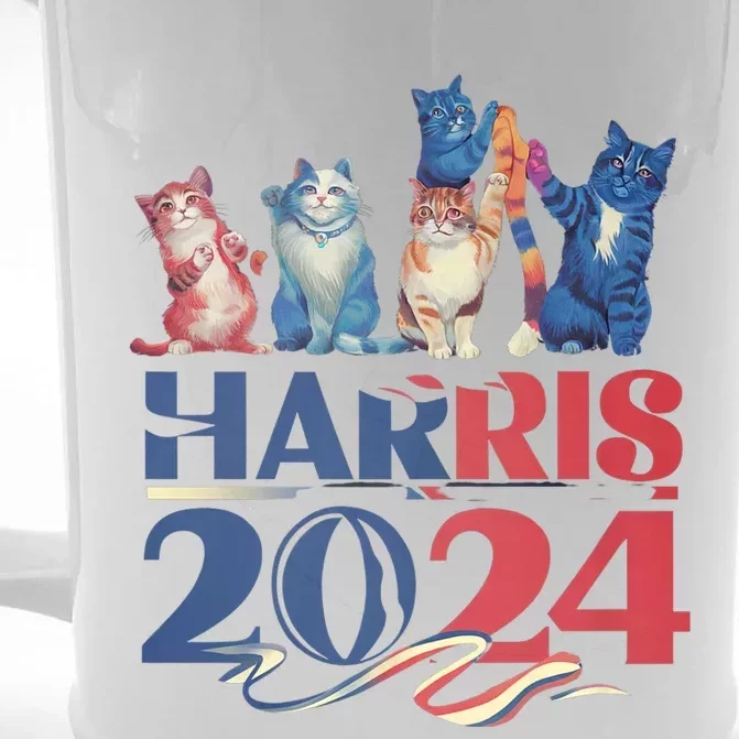 Funny Cat Design Kamala Harris 2024 Childless Cat Lady Front & Back Beer Stein