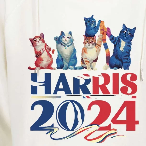 Funny Cat Design Kamala Harris 2024 Childless Cat Lady Womens Funnel Neck Pullover Hood