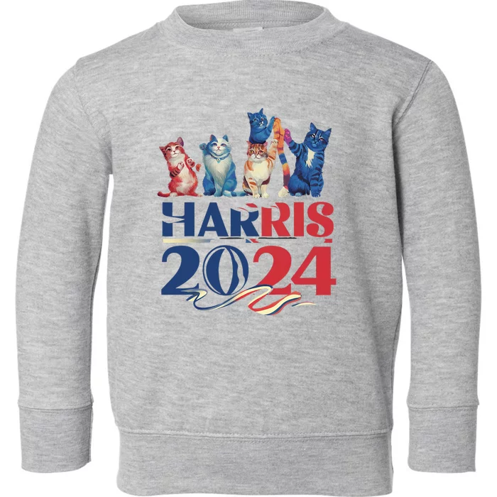 Funny Cat Design Kamala Harris 2024 Childless Cat Lady Toddler Sweatshirt