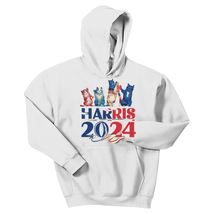 Funny Cat Design Kamala Harris 2024 Childless Cat Lady Kids Hoodie