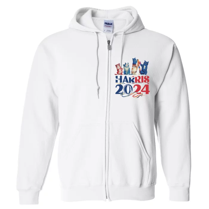 Funny Cat Design Kamala Harris 2024 Childless Cat Lady Full Zip Hoodie