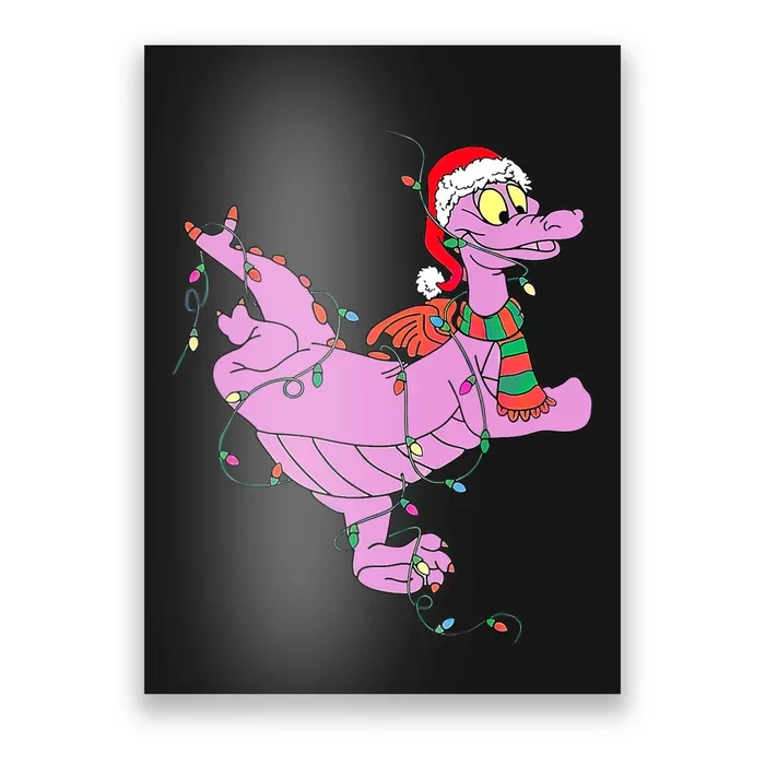 Funny Cute Dragon Figment Lights Christmas Poster