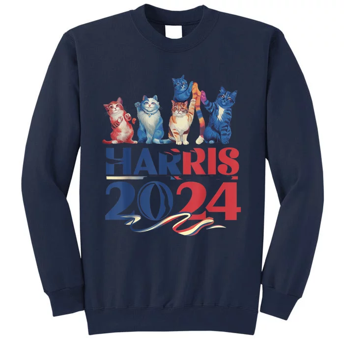 Funny Cat Design Kamala Harris 2024 Childless Cat Lady Tall Sweatshirt