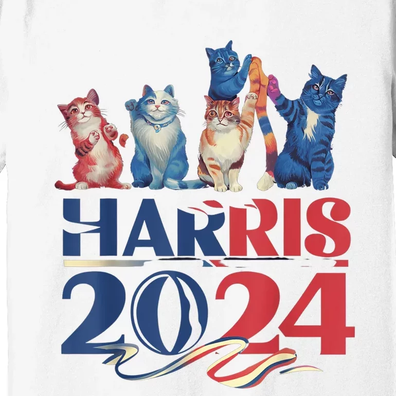 Funny Cat Design Kamala Harris 2024 Childless Cat Lady Premium T-Shirt