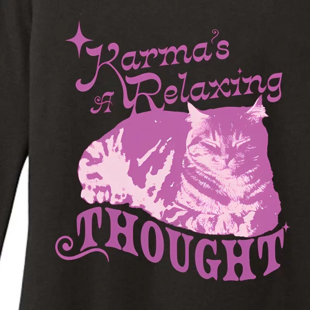 Funny Cat Design Karma Is A Relaxing Womens CVC Long Sleeve Shirt