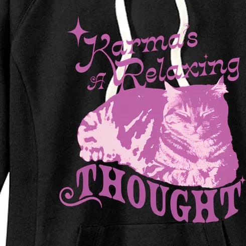 Funny Cat Design Karma Is A Relaxing Women's Fleece Hoodie