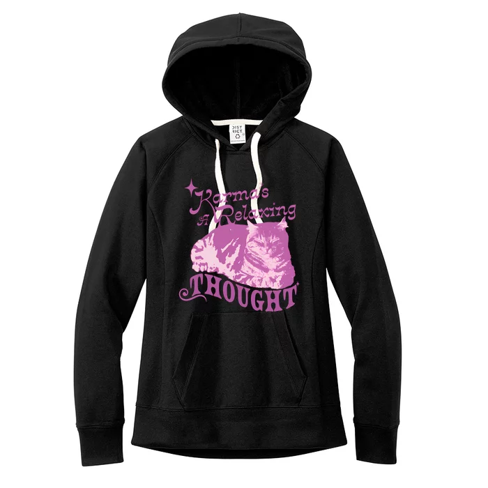 Funny Cat Design Karma Is A Relaxing Women's Fleece Hoodie