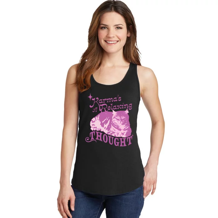 Funny Cat Design Karma Is A Relaxing Ladies Essential Tank