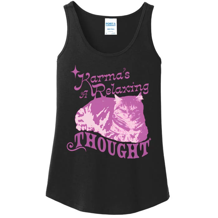 Funny Cat Design Karma Is A Relaxing Ladies Essential Tank