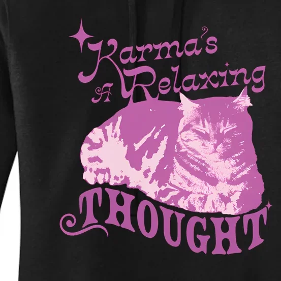 Funny Cat Design Karma Is A Relaxing Women's Pullover Hoodie