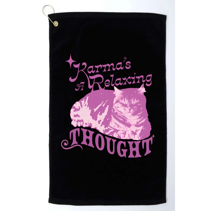 Funny Cat Design Karma Is A Relaxing Platinum Collection Golf Towel