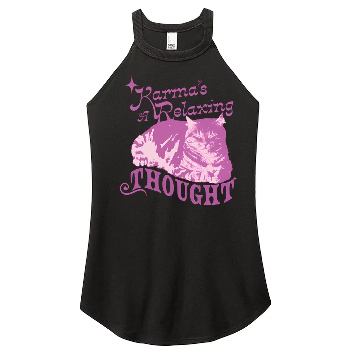 Funny Cat Design Karma Is A Relaxing Women’s Perfect Tri Rocker Tank