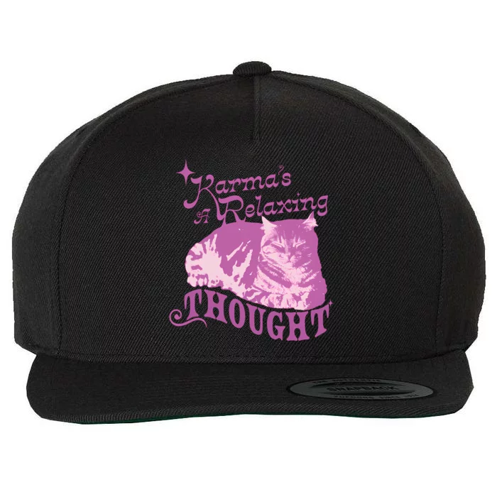 Funny Cat Design Karma Is A Relaxing Wool Snapback Cap