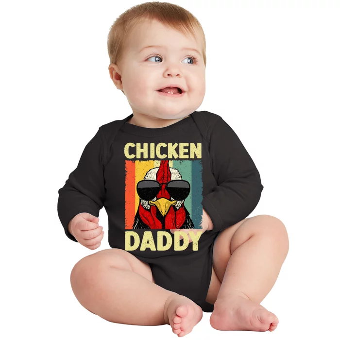 Funny Chicken Daddy Design For Dad Farmer Baby Long Sleeve Bodysuit