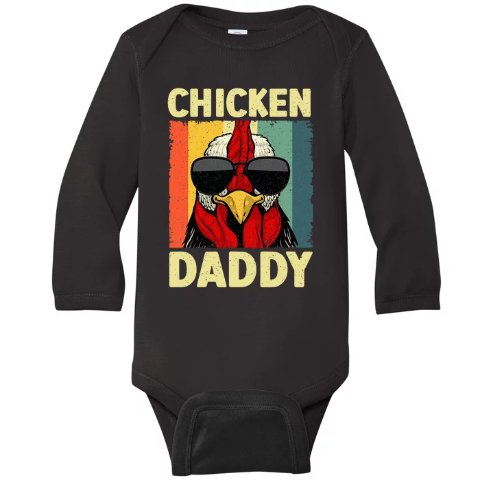 Funny Chicken Daddy Design For Dad Farmer Baby Long Sleeve Bodysuit