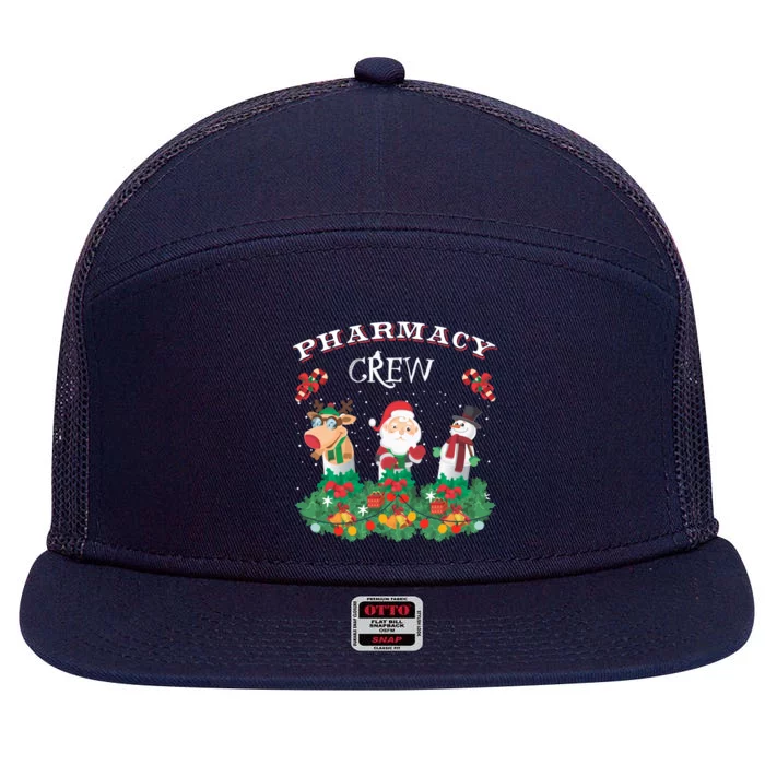 Funny Christmas Design Gift Idea Pharmacy Crew Xmas Holiday Gift 7 Panel Mesh Trucker Snapback Hat