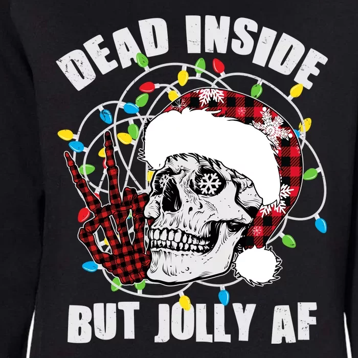 Funny Christmas Dead Inside But Jolly AF Peace Out Skull Womens California Wash Sweatshirt