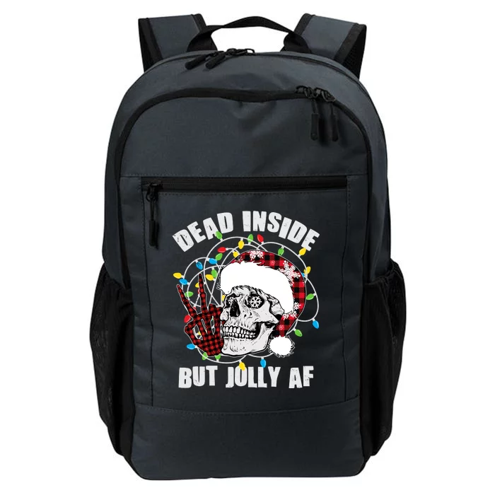 Funny Christmas Dead Inside But Jolly AF Peace Out Skull Daily Commute Backpack