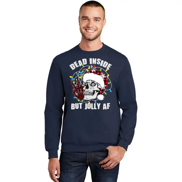 Funny Christmas Dead Inside But Jolly AF Peace Out Skull Sweatshirt