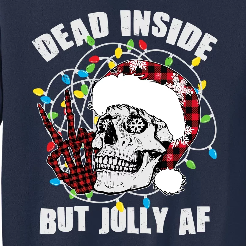 Funny Christmas Dead Inside But Jolly AF Peace Out Skull Sweatshirt