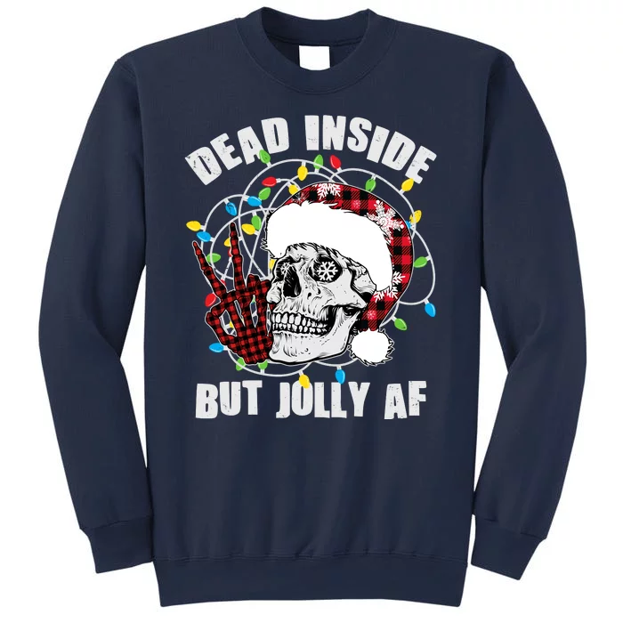 Funny Christmas Dead Inside But Jolly AF Peace Out Skull Sweatshirt