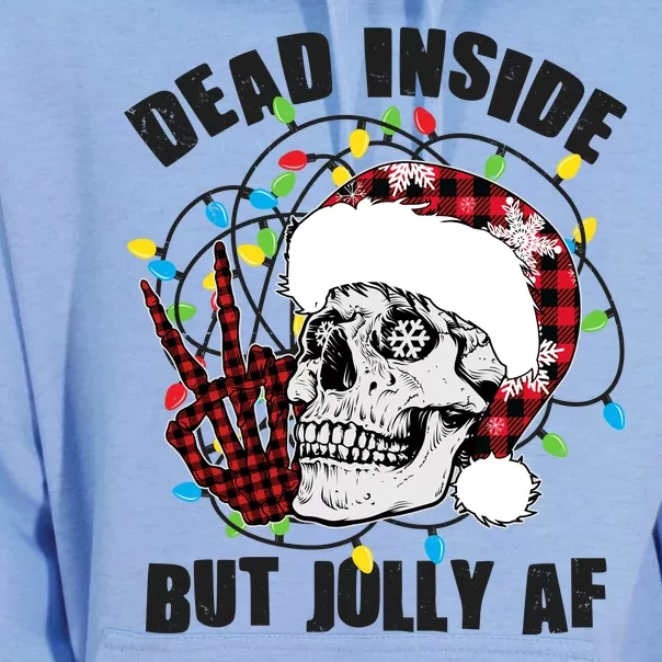 Funny Christmas Dead Inside But Jolly AF Peace Out Skull Unisex Surf Hoodie