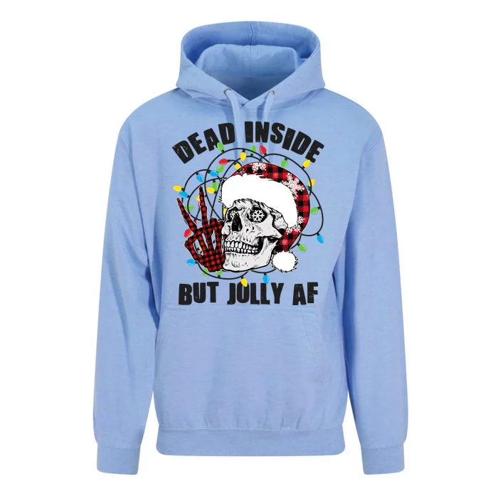 Funny Christmas Dead Inside But Jolly AF Peace Out Skull Unisex Surf Hoodie