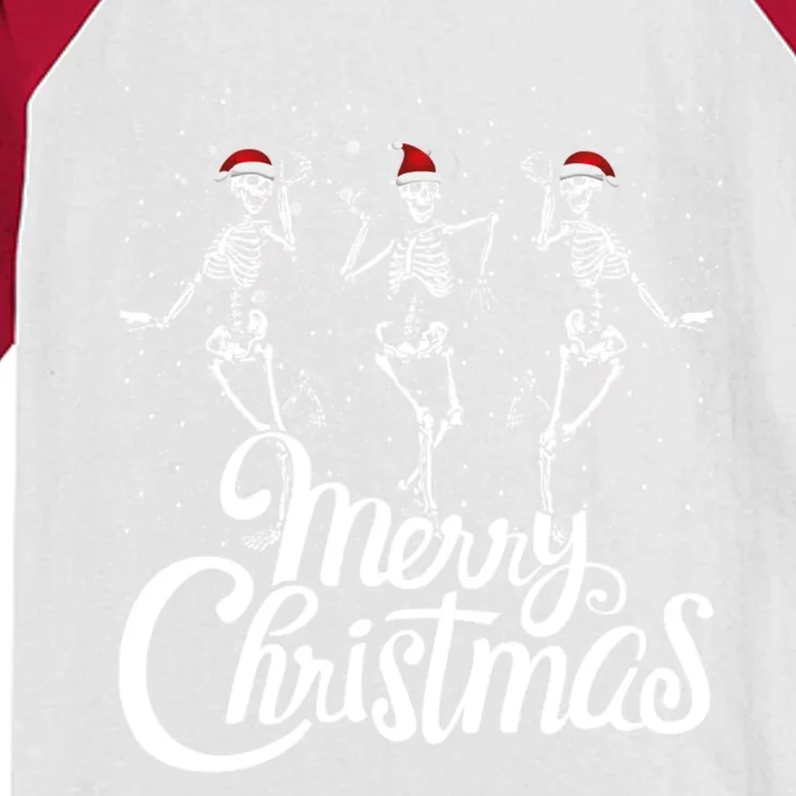 Funny Christmas Dancing Skeletons Xmas Skeleton Dance Gift Kids Colorblock Raglan Jersey