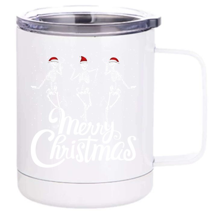 Funny Christmas Dancing Skeletons Xmas Skeleton Dance Gift Front & Back 12oz Stainless Steel Tumbler Cup