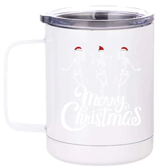 Funny Christmas Dancing Skeletons Xmas Skeleton Dance Gift Front & Back 12oz Stainless Steel Tumbler Cup