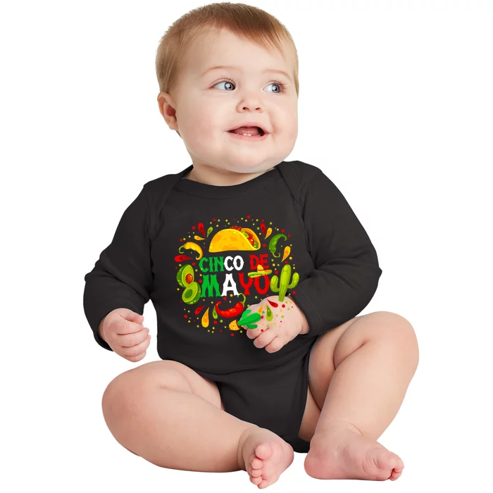 Fiesta Cinco De Mayo Party Mexican Baby Long Sleeve Bodysuit