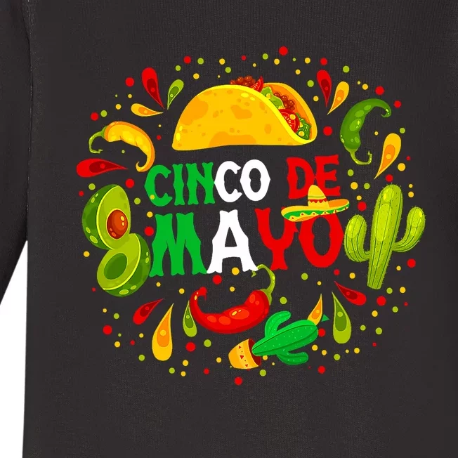 Fiesta Cinco De Mayo Party Mexican Baby Long Sleeve Bodysuit