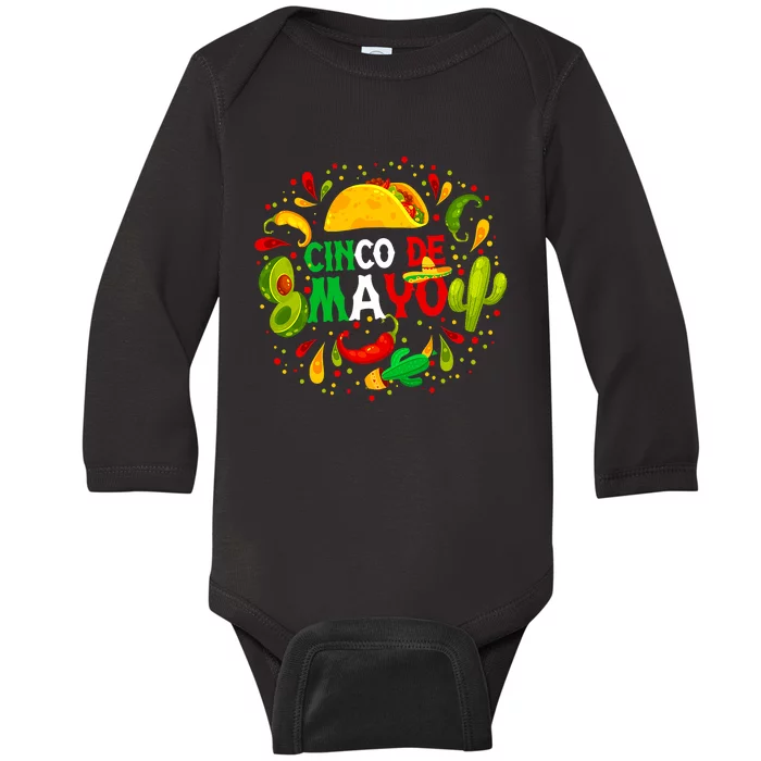 Fiesta Cinco De Mayo Party Mexican Baby Long Sleeve Bodysuit