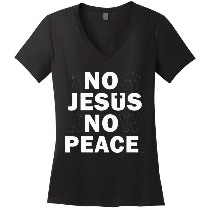 Faithful Cross Discover Peace Through Jesus Women's V-Neck T-Shirt