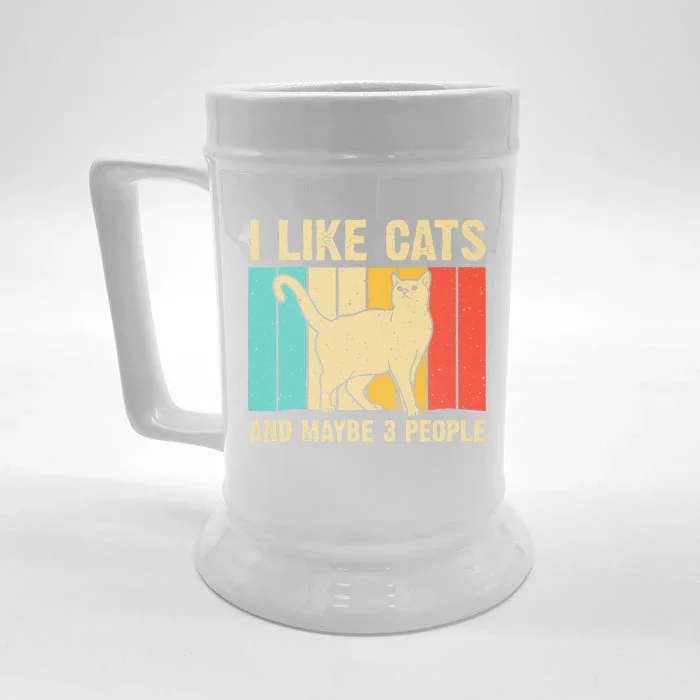 Funny Cat Design Cat Lover For Women Animal Introvert Front & Back Beer Stein